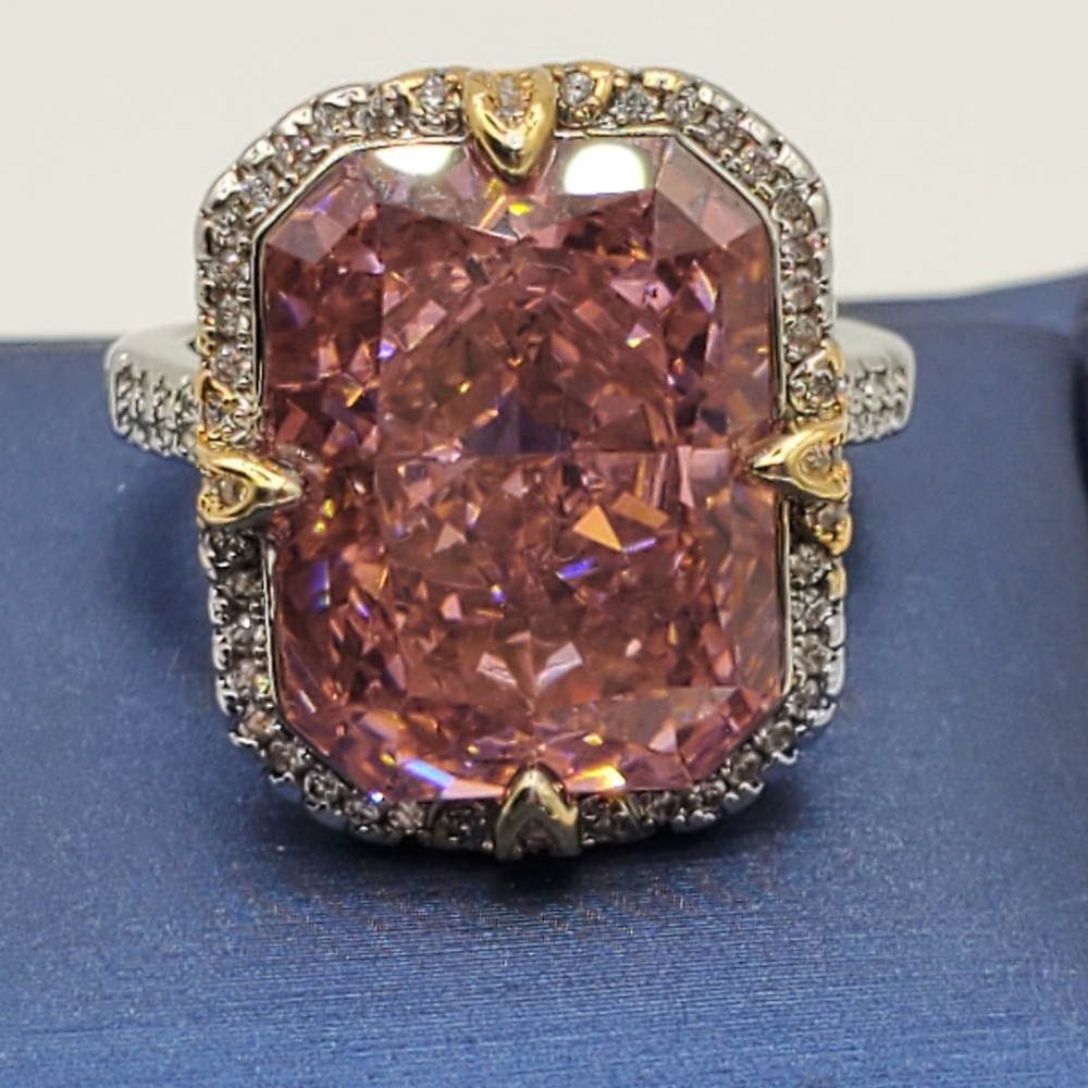 15CTW+ High Carbon Crushed Ice Radiant Lab Sapphire High Quality Czs S925 Ring - Picture 14 of 17